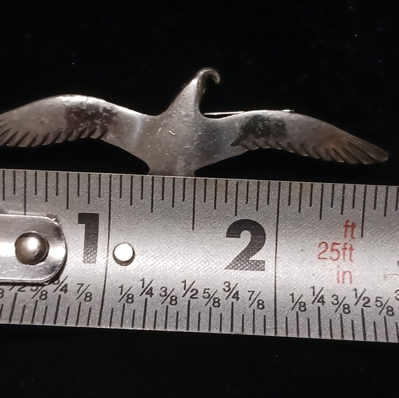 Vintage Modernist Pewter Marked Seagull Brooch Pin - Picture 7 of 8
